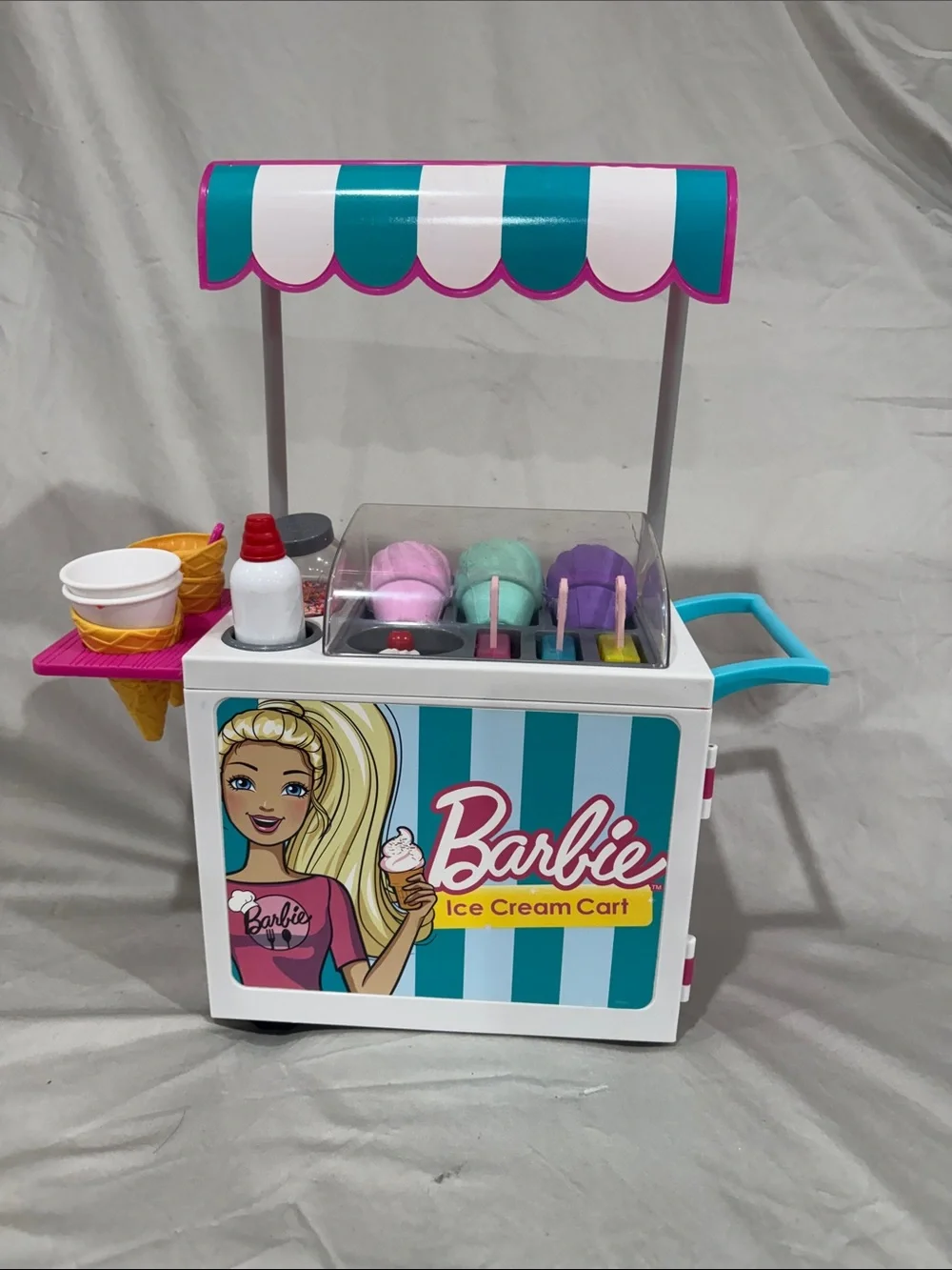 Barbie Blue, White & Pink Ice Cream Cart Playset